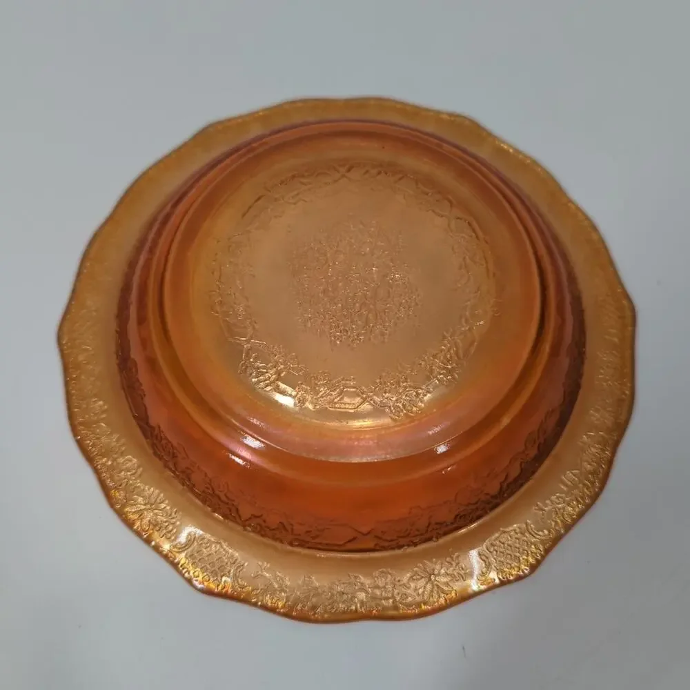 Vintage Amber Iridescent Indiana Carnival Glass Bowl Dish 6 1/2” x 1 1/4